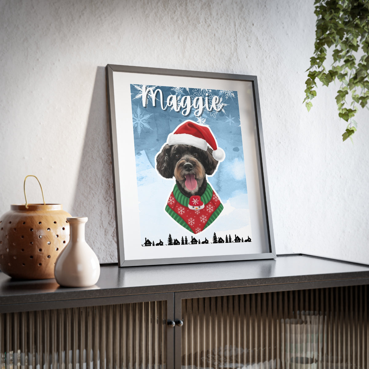 (Maggie) Playful Dog Framed Poster