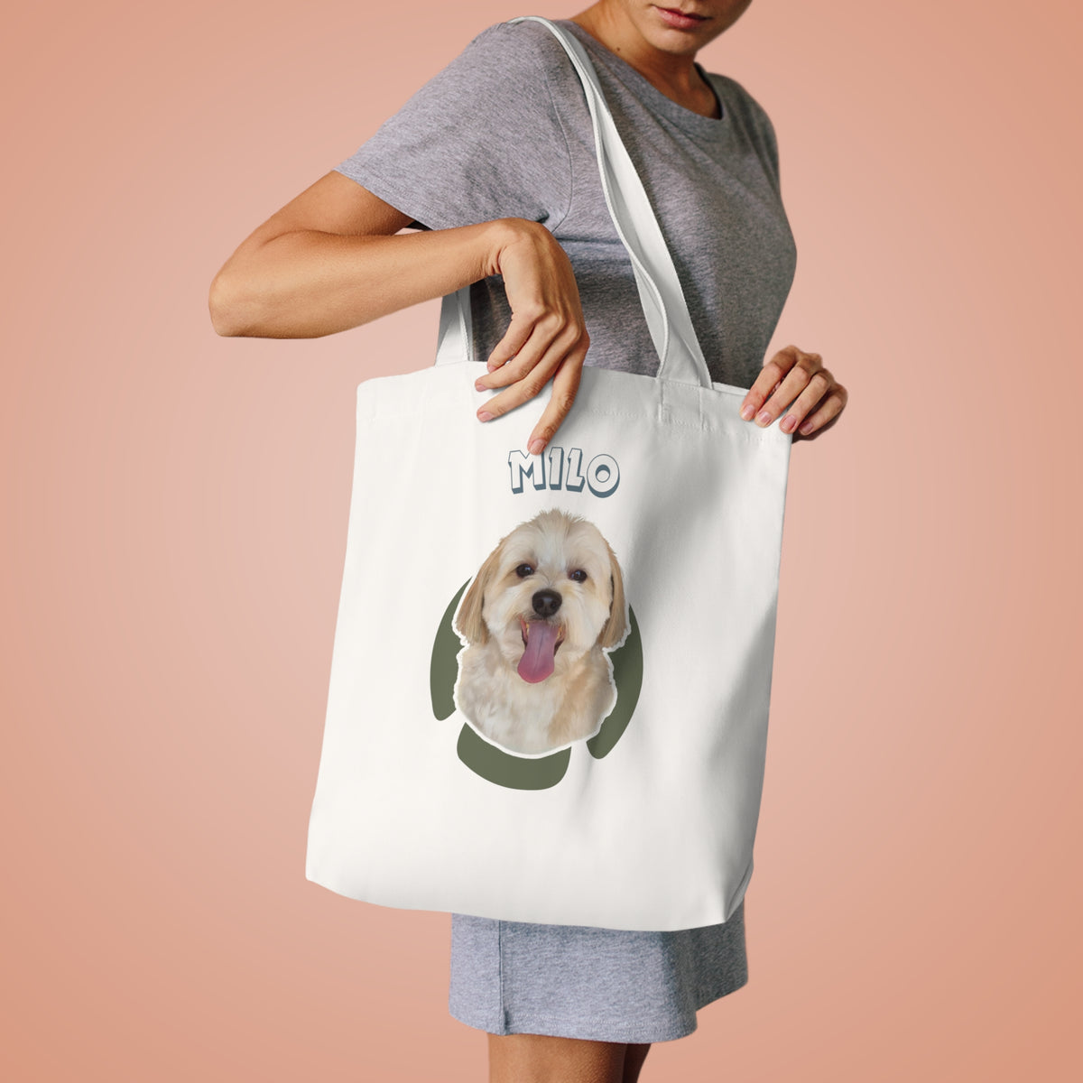 (Milo) Personalized Dog Lover Tote Bag
