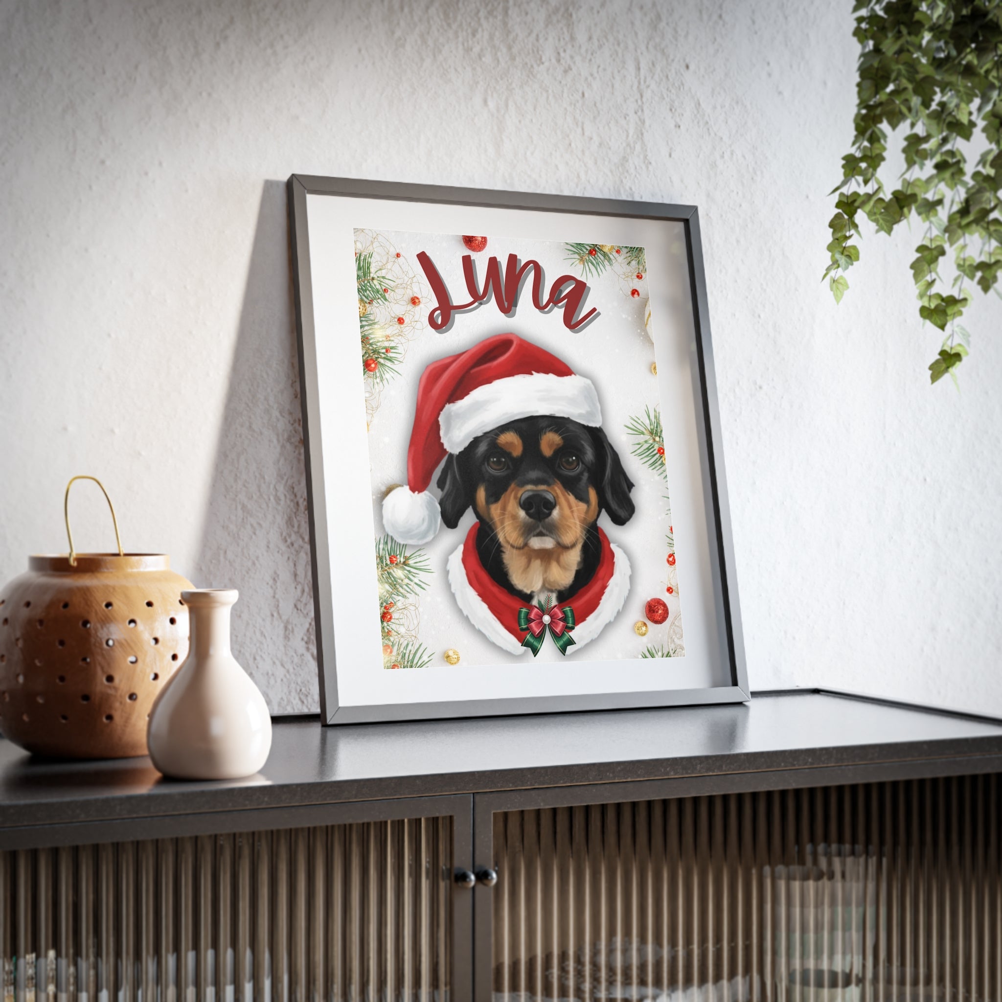 (Luna) Playful Dog Framed Poster