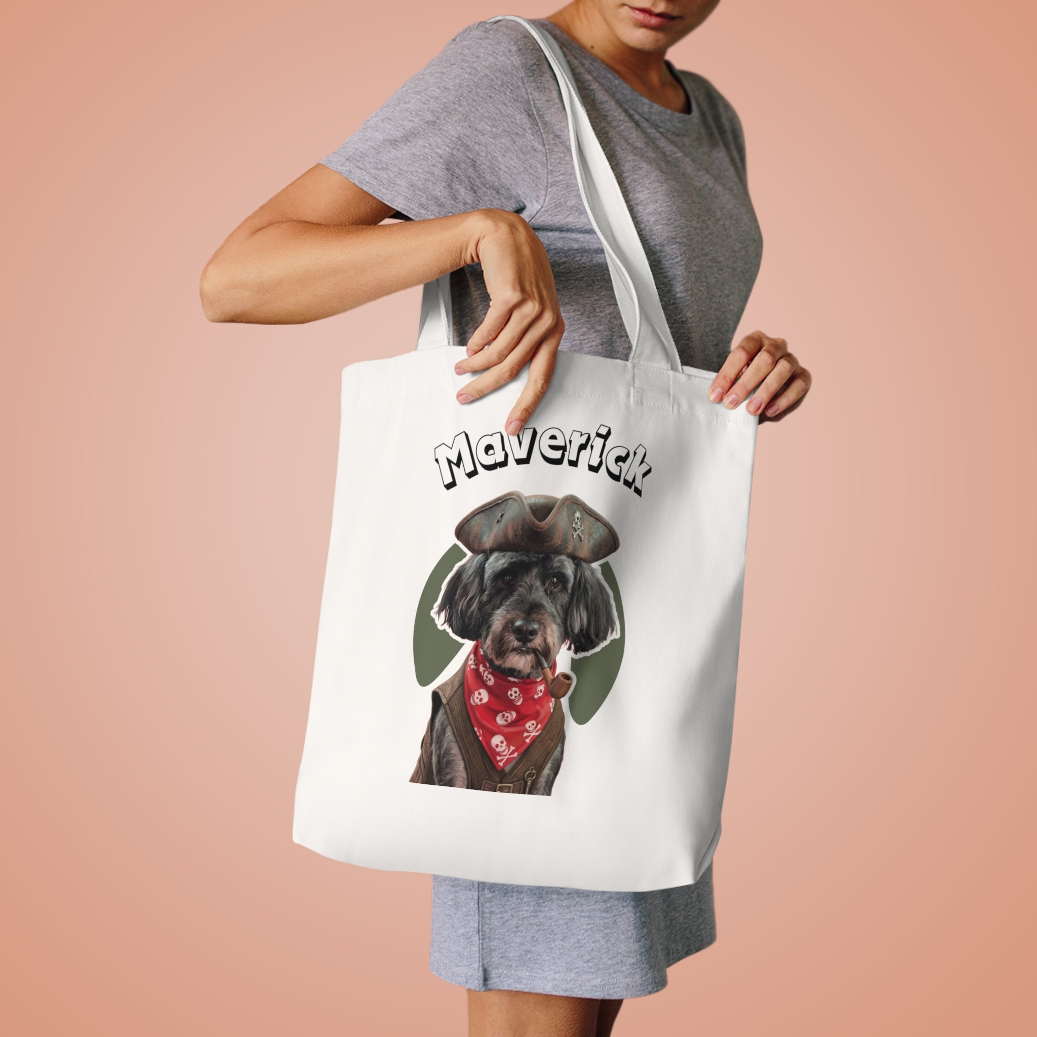 (Maverick) Personalized Dog Lover Tote Bag