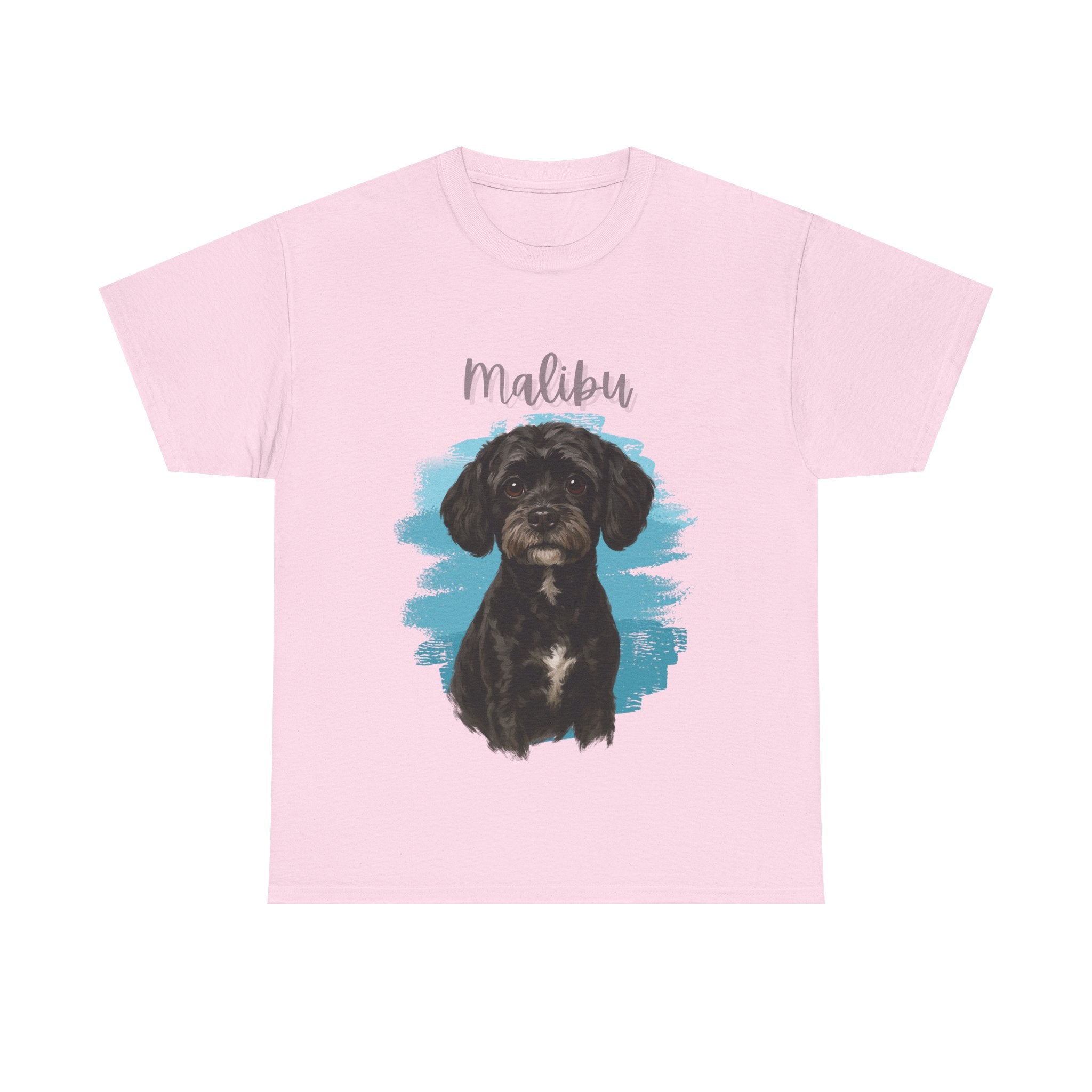 (Malibu) Whimsical Dog Portrait Tee Shirt