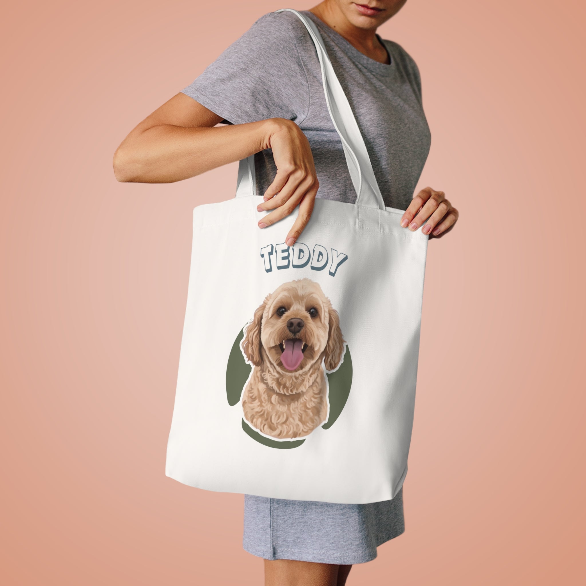 (Teddy) Personalized Dog Lover Tote Bag