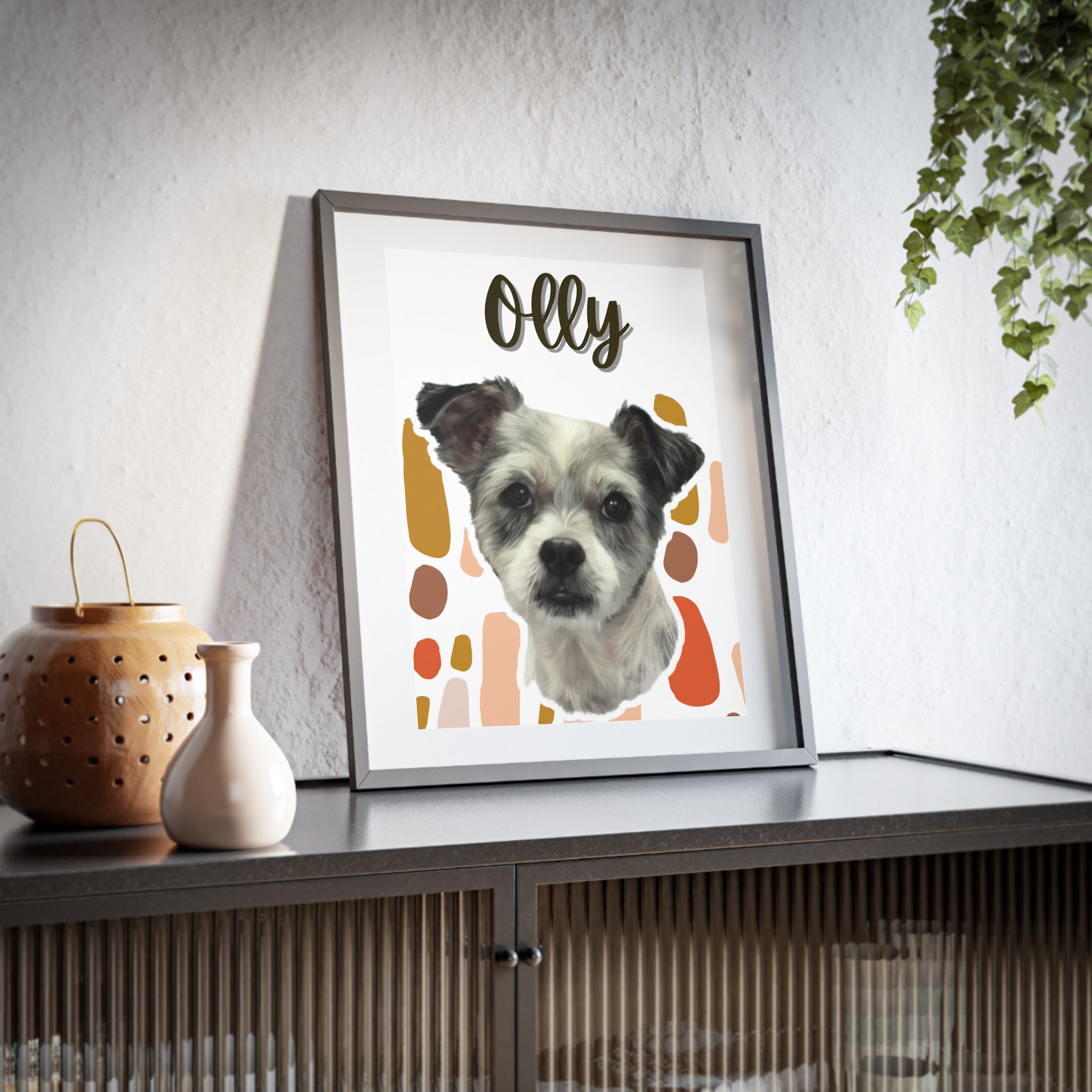 (Olly) Playful Dog Framed Poster