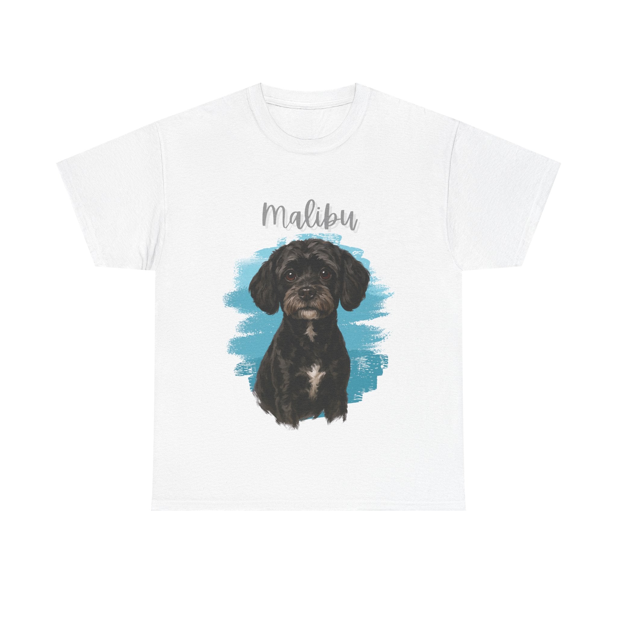 (Malibu) Whimsical Dog Portrait Tee Shirt