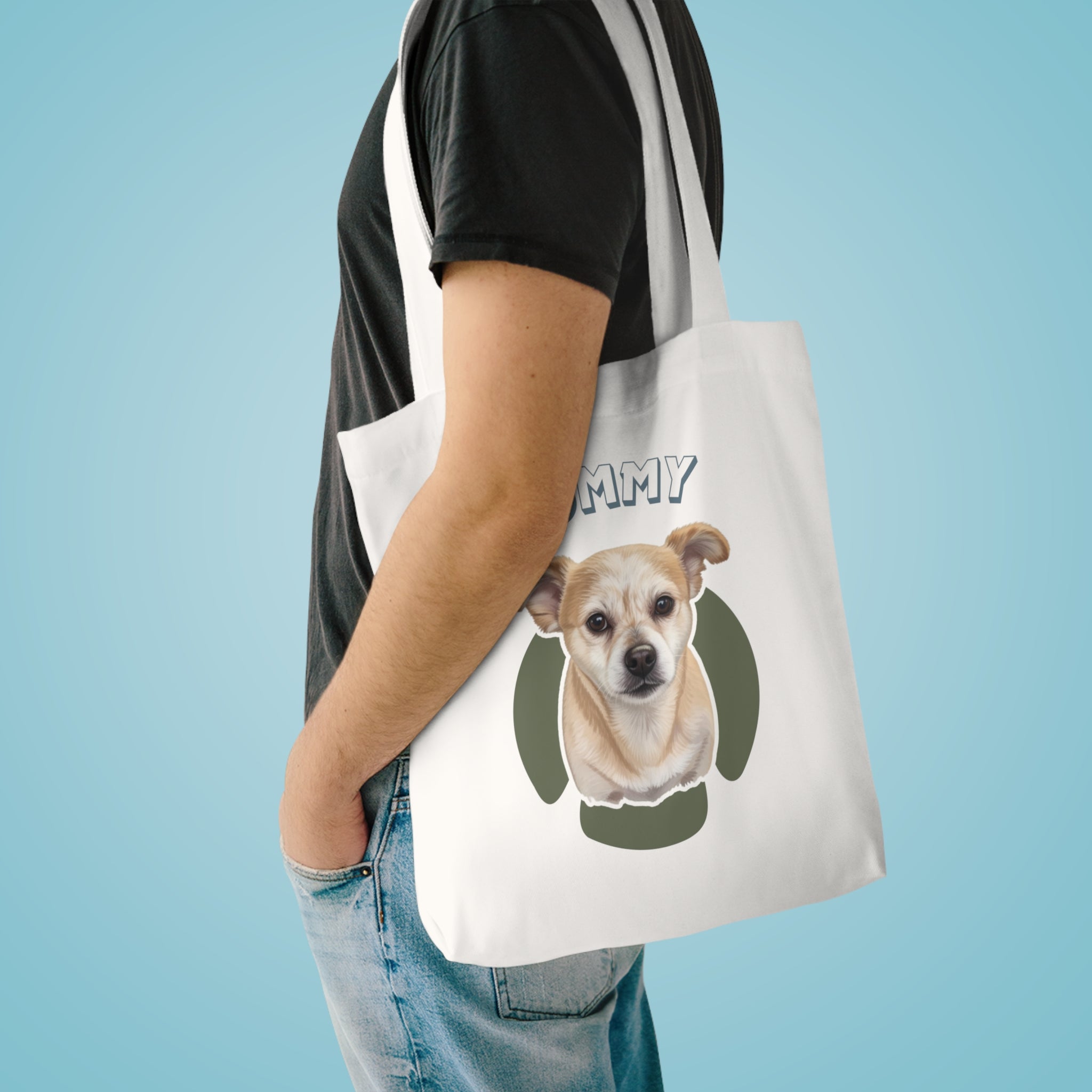 (Tommy) Personalized Dog Lover Tote Bag