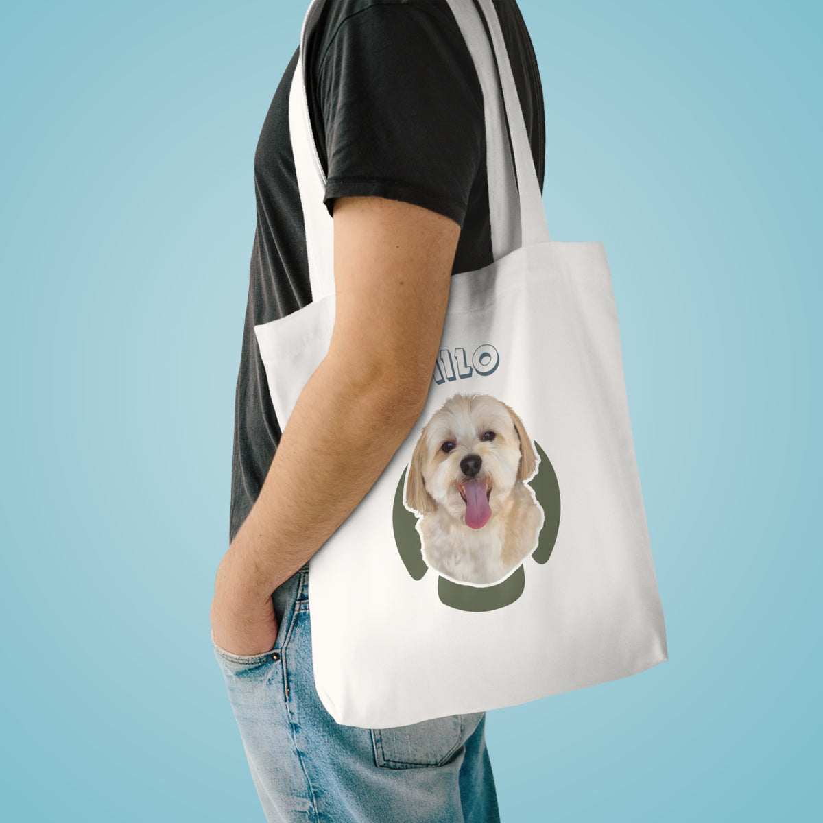 (Milo) Personalized Dog Lover Tote Bag